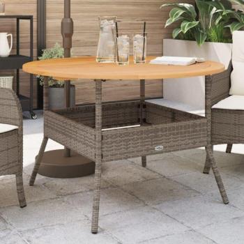 Tavolo da Giardino Acacia Grigio Ø110x71 in Legno & Polyrattan
