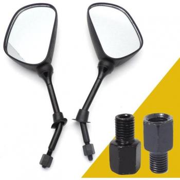 GY6 Motorcycle Rear View Mirrors with 8mm 10mm Adapter Screws for 50cc 110cc 125cc 150cc Chinese ATV QUAD Moped Scooter Parts