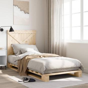 VidaXL Bed Frame 90x200 cm with Headboard Solid Wood