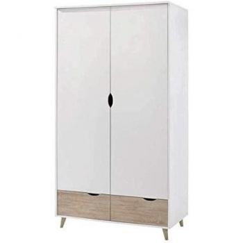 Stockholm Wardrobe with 2 Doors and 2 Drawers in White and Oak