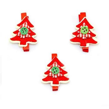 Three‑Piece Colourful Mini Tree Clip Collection – Rustic Wooden Design