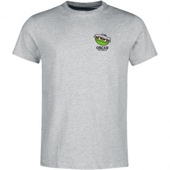 Sesamstraße T-Shirt für Männer mit Oscar-Motiv, Druck auf beiden Seiten, S-3XL, grau meliert