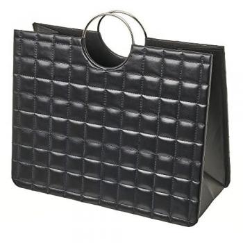 Bolso Revistero Moderno de Piel Sintética y Estantería de MDF Negro