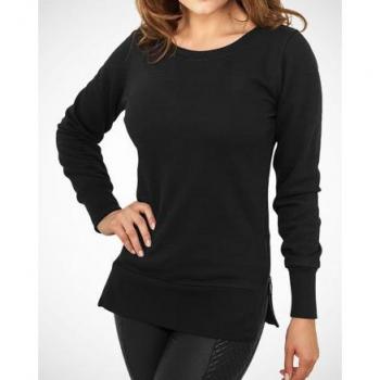 Side Zip Long Crew Neck Damenpullover Urban Classic