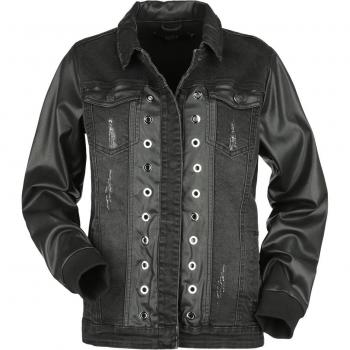Chaqueta Tejana con Toques de Cuero para Mujer
