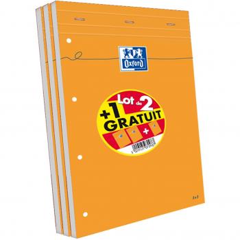 Blocchi note Oxford, 3 pezzi, formato A4, 160 pagine, quadretti piccoli, perforati, arancione