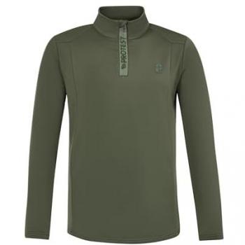 Protest Rewild Half Zip T-Shirt – Long Sleeve, Thyme, XL for Men