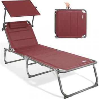 Strandliege mit dickem Schwamm und Sonnenblende