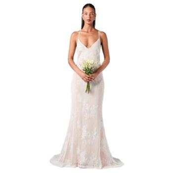 Coast V-Neck Embellished Mesh Maxed Out Ivory Wedding Dress – 14S