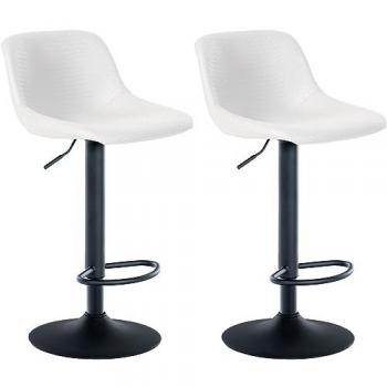 Set de Taburetes de Bar Loft, Blanco y Textura de Cuero