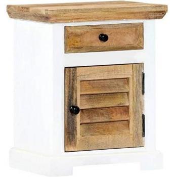 VidaXL Notte armadietto bianco e marrone 40x30x50 cm in legno di mango