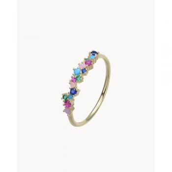 Sortija de alta joyería Guadaloupe Tutti Frutti con pedrería multicolor