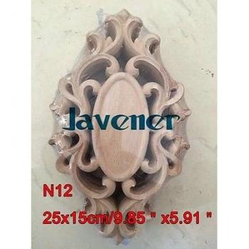 N12 25x15cm Rustic Wood Door Plate, Carved Flower Design (Unpainted)