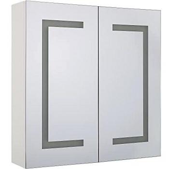 Armario de baño con espejo y luz LED 60 x 60 cm Mazarredo blanco