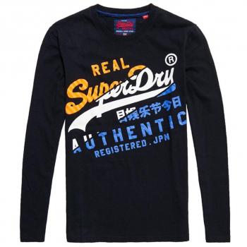 Camiseta de Manga Larga Superdry Vintageauthenticxll/stee, Hombre, Azul (Eclipse Navy 98t), 2XL