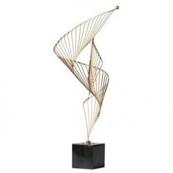 Figura Decorativa de Metal Dorado y Negro 25x25x73 cm
