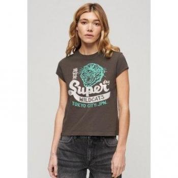 Superdry Mujer Camiseta Con Adornos Poster Marrón L Casual Algodón