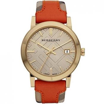 Montre Burberry BU9016 pour homme en cuir et toile à grand chèque rouge
