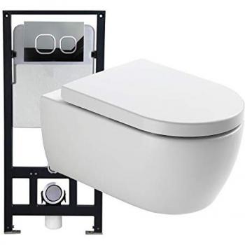 Bernstein Convenienza 3 – WC Sospeso NT2039 con Sedile Soft‑Close e Sistema G3004A + Placca 4111 Nero Opaco