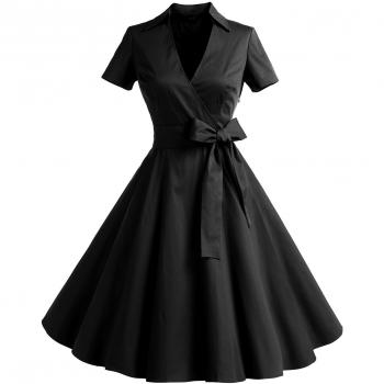 Robe Rockabilly Timor – Anne d'Années 50 XL Noir