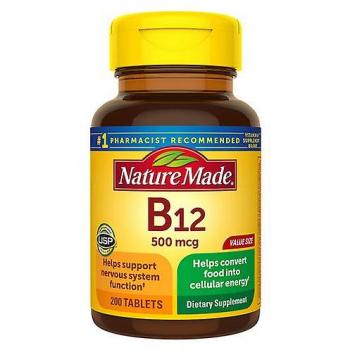 B-12 500 mcg Nature Made, 200 Tabletas