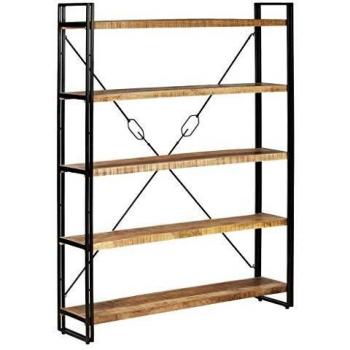 Mango Holz Bücherregal Stand – 5 Ablagen, 140×30×180 cm