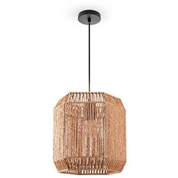 Lampada Sospesa in Rattan e Carta Boho E27