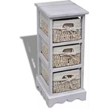 VidaXL 3-Panel White Wood Basket Shelf