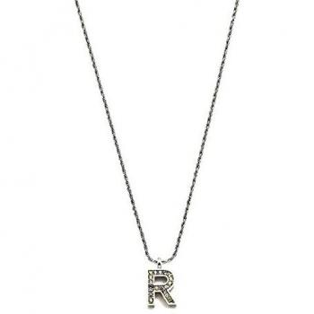 Gargantilla inicial R Pertegaz mujer 41 cm metal rodiado circonitas