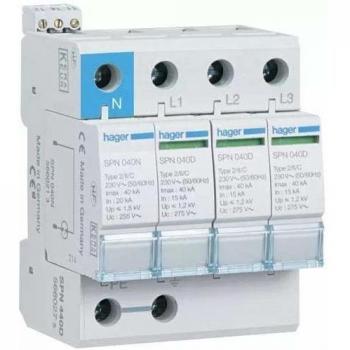 Hager SPN440D Parafoudre débrochable 4P 40KA