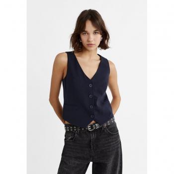 Large Navy Blue Short Waistcoat – Stradivarius