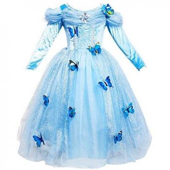 Le Sara Long manches Fille Princesse Cosplay Costumes Fantaisie Papillon Robe (L)