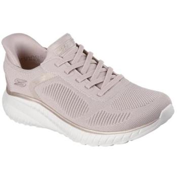 Skechers Women’s BOBS Sport Squad Chaos Slip‑Ins (Natural/Gold) – Size 5, Vegan, Machine Washable