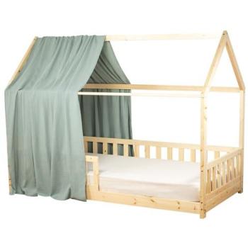Ciel de Lit Cabane en Gaze de Coton pour Enfant Vert de Gris 130x360 cm
