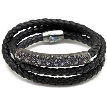 Pulsera Negra W1STRB010 para Mujer en Plata de Ley