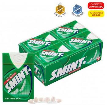HAPPY CHUCHES SMINT MENTA SUAVE PEPPERMINT CARAMELO COMPRIMIDO SIN AZÚCAR 12 PAQUETES