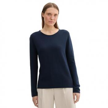 Maglione a Righe in Cotone e Viscosa Blu Scuro L