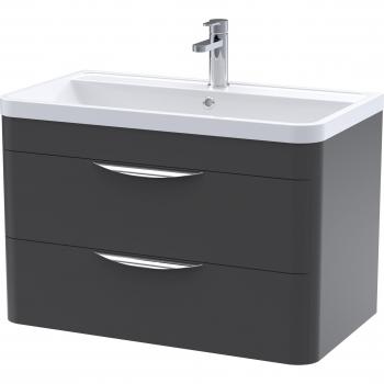 Nuie Parade 2 Drawer Wall Hung Vanity Unit with Soft Black Polymarble Basin and MFC