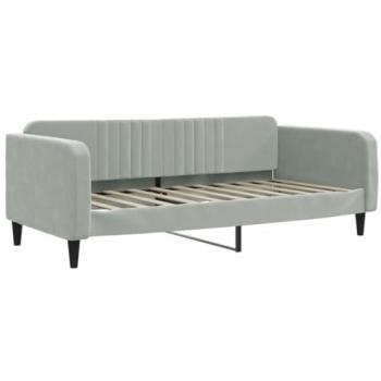 Single Light Gray Velvet Daybed 90x190cm