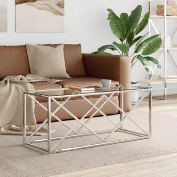 Mesa de Centro Estilo Contemporâneo 110x45x45 cm Aço e Vidro