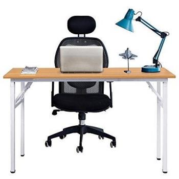 Compact Foldable Office/Outdoor Table 120x60cm – Durable Teak Oak and White Legs (AC5BW)