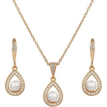 Conjunto de Joyas de Novia con Zirconia y Perla