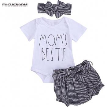 Ropa de Niña 0-18M: Conjunto de Mameluco y Pantalones Cortos