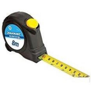Tira medidora 8 m x 25 mm, bloqueo automático y resistencia a rasguños – Silverline