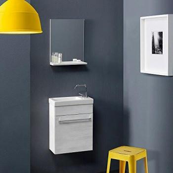 Mobile Bagno Sospeso Salva Spazio 42 X 55,60 Cm Quercia Bianco Smart