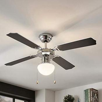 Ventilateur de plafond avec lampe 'Joulin' en Marron en Bois e. a. pour Chambre à coucher (1 lampe) de Lindby