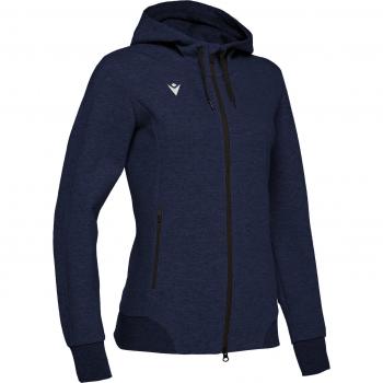 Felpa con cappuccio donna Macron Lyre, zip frontale, blu navy