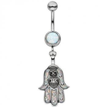 Bauchnabelpiercing mit Opal-Einlagen aus Edelstahl