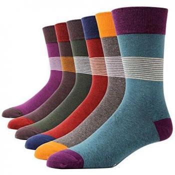 RioRiva 6-Paar Socken für Herren Gestreift Bunte Baumwollstrümpfe EU 42-50