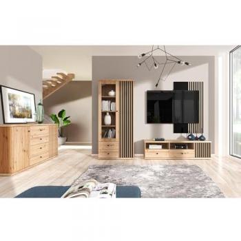 Wohnwand Eiche mit Sideboard CALLAO-161, 4-teilig